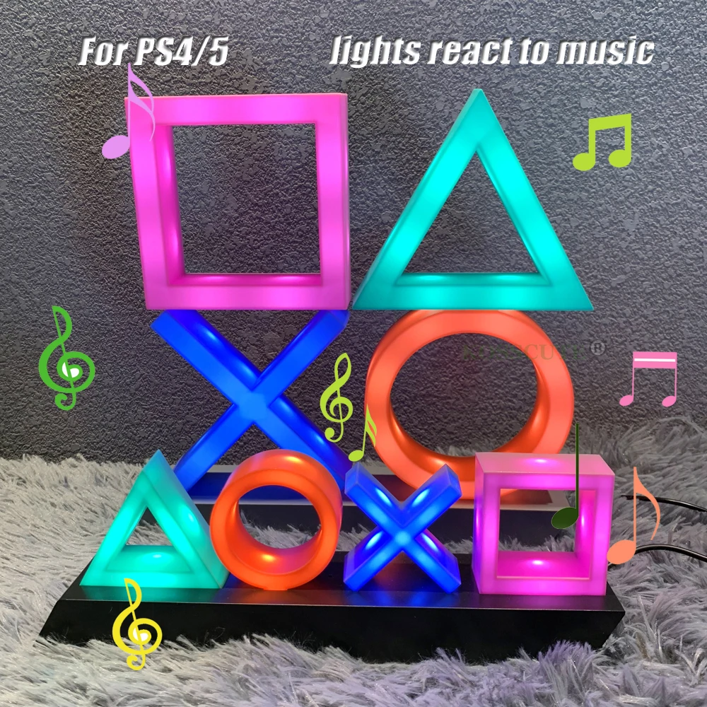 Game Icon Light PS4 Music Playstation Icon Light Voice Control LED Neon Lamp Atmosphere Decoration for Bar USB/Battery Powered