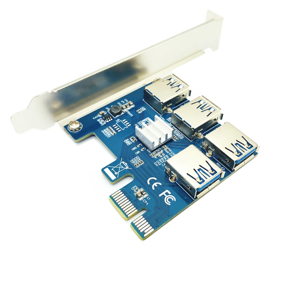 USB 3.0 PCI-E Express 1x to 16x Extender Riser Card Adapter PCIE 1 to 4 USB for Graphics Video Card for Bitcoin Mining Miner BTC