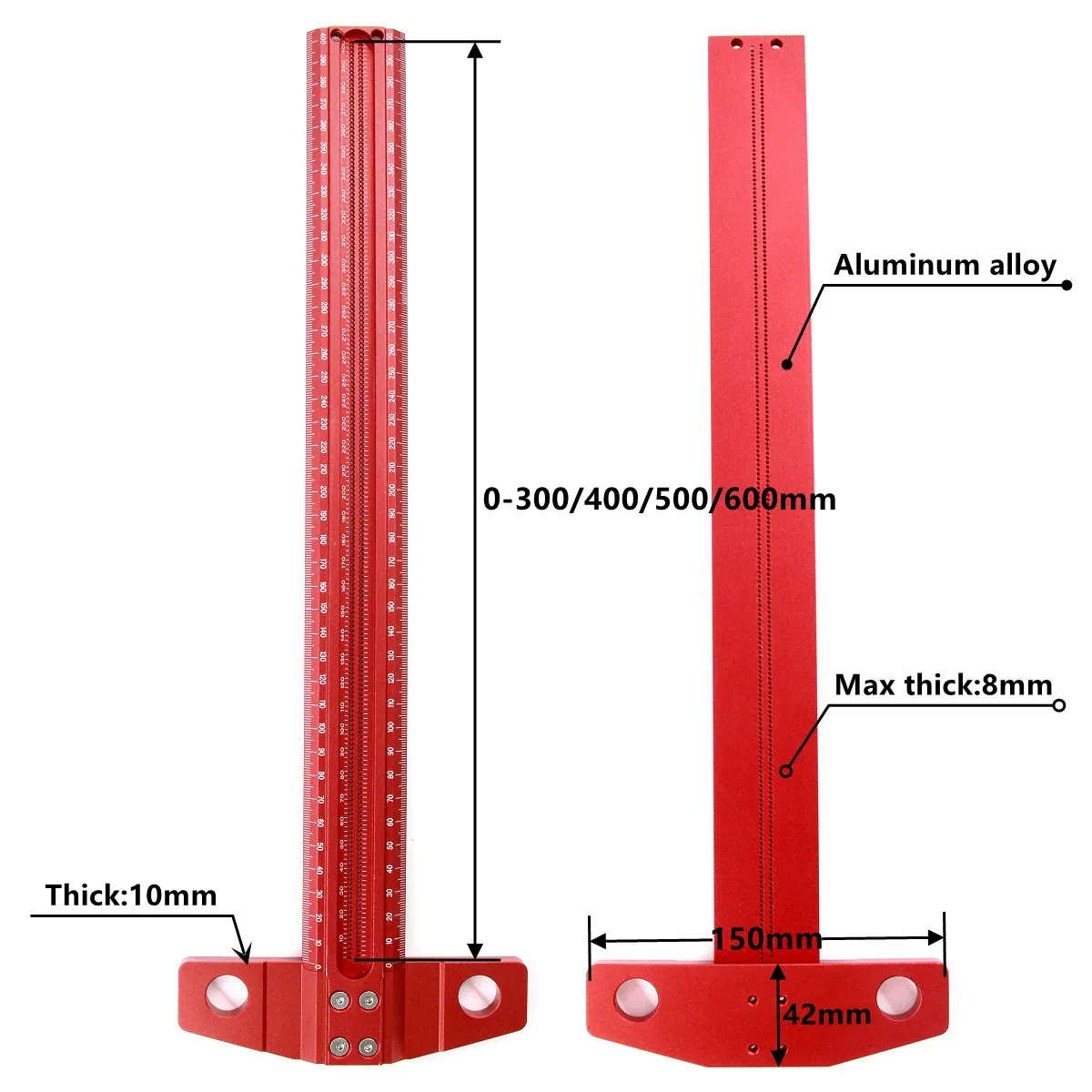 Precision Marking T-Ruler Aluminum Alloy Woodworking Scribe Marking Gauge Deluxe Crossed-out Hole Scribing Ruler Measuring Tools