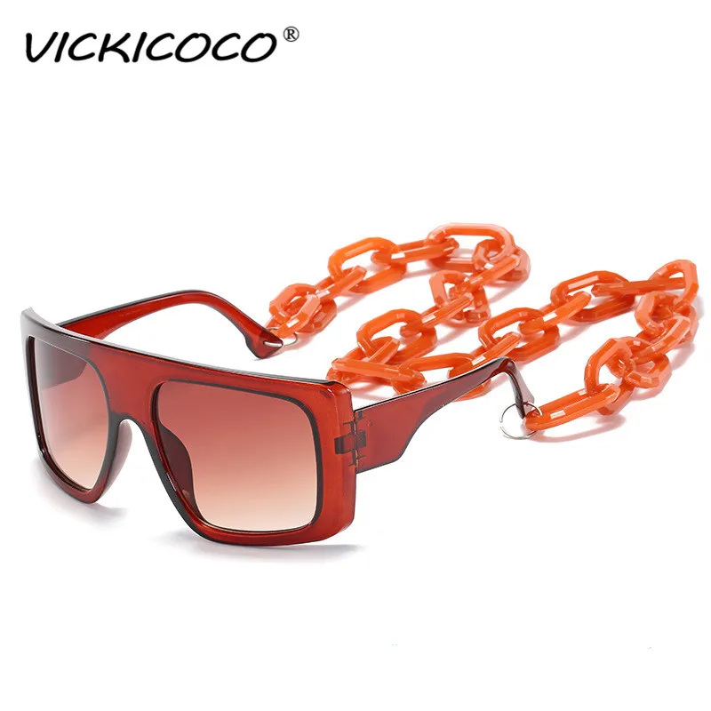 Chain Ladies Sunglasses 2020 Hot Sale Personality Goggle Sunglasses Women Fashion Square Glasses For Men Shades Vintage Eyewear