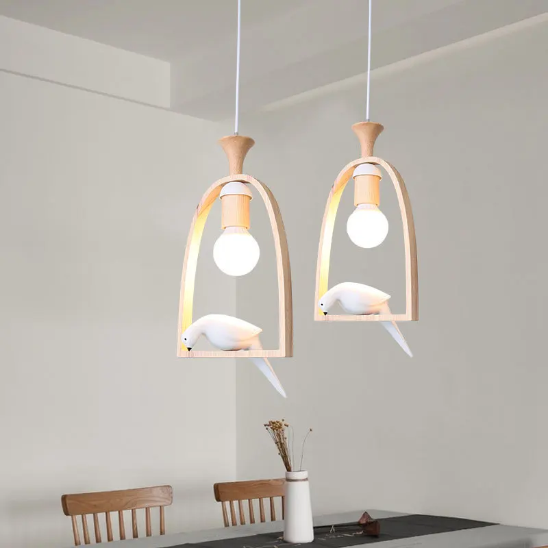 

Nordic wooden chandelier Creative bird lamp Warm bubble lamp Romantic Restaurant Living Room lamp suspension