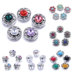 5Pcs/Lot Fashion Metal Snap Button Jewelry 18MM Crystal Snap Button Bracelet Necklace Women's Accessories DIY Creative Jewelry