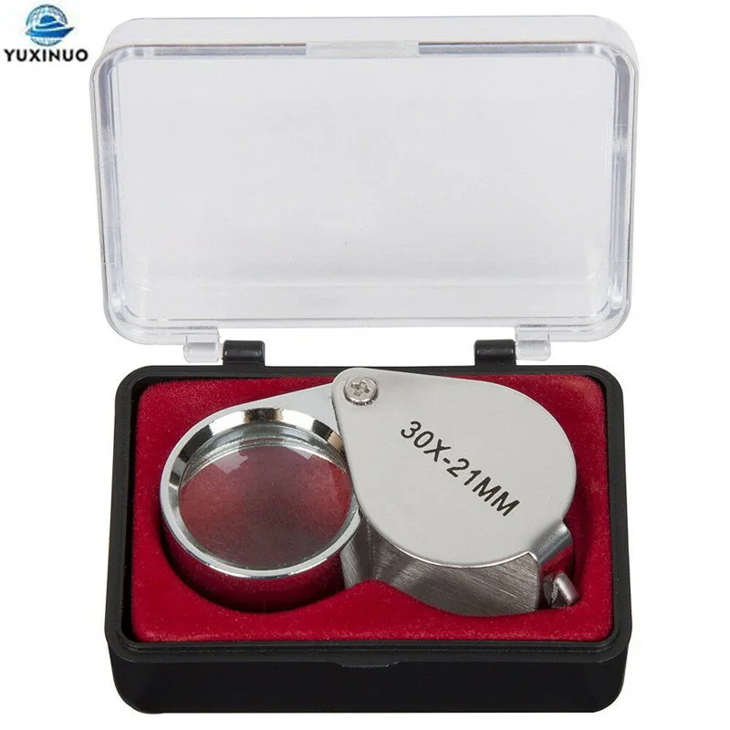 

Pocket Folding Jewellery Loupe 30x21mm Jewelers Diamond Magnifier Eye Tool Magnify Glass Lens Jewelry Magnifying Triplet Glass