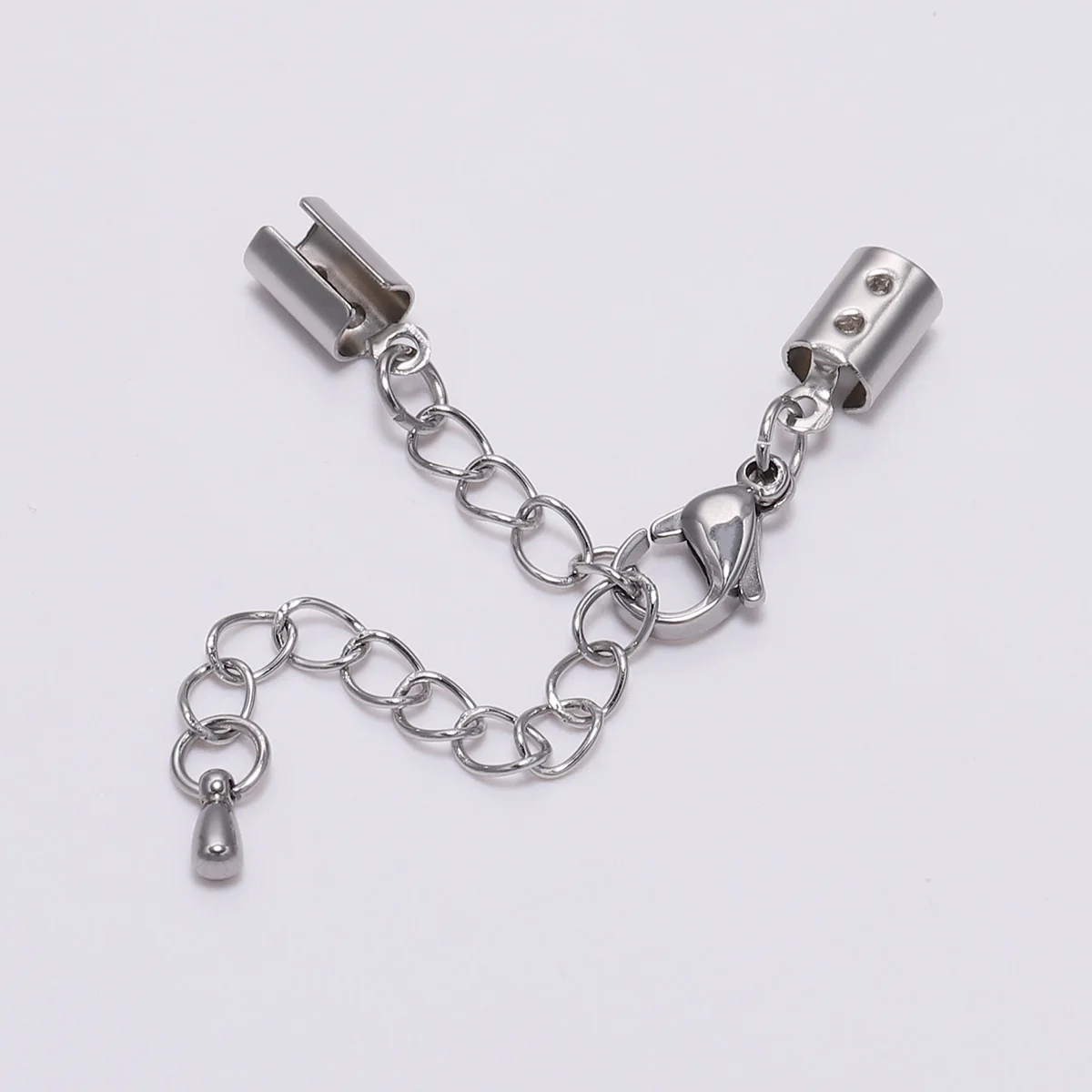 5 sztuk/partia Fit 1-5mm skórzany przewód klipsy ze stali nierdzewnej łańcuszek przedłużający zapięcie karabińczykowe złącze dla DIY tworzenia biżuterii bransoletka — zdjęcie 6