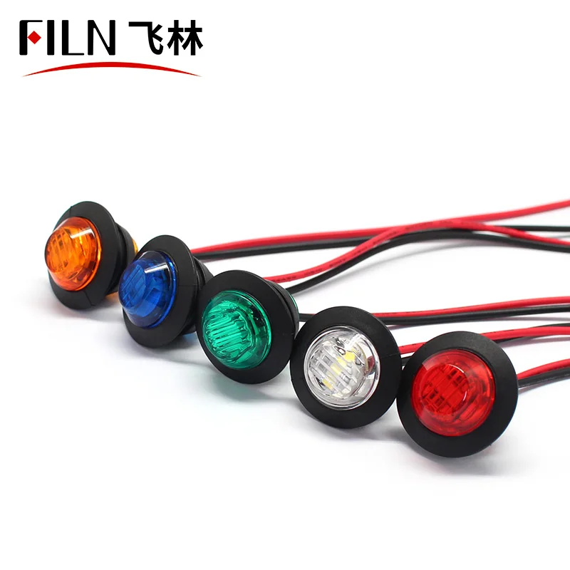 19mm Plastic Rubber Push Snap in Mounting Car Motocycle Truck IP66 waterproof LED 12v Indicator Signal light With 20cm Cable