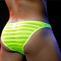 M-3XL Candy Colors Men Low-Waist Ultra-Thin Transparent Mesh Bulge Pouch Underpants Breathable Cool Summer Ice Silk Underwear