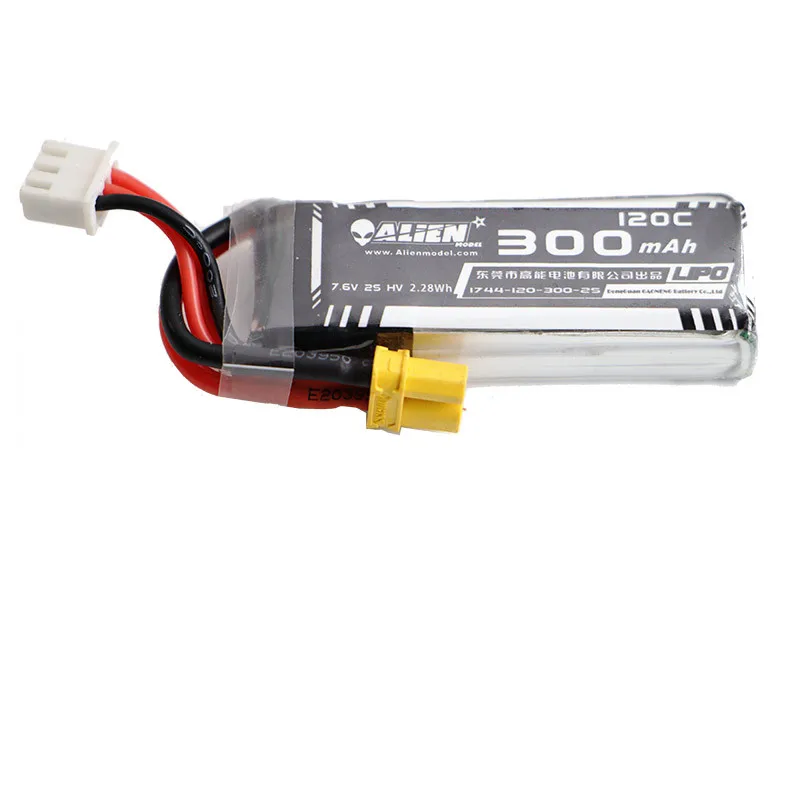 2S 7.6V 300mah HV Lipo Battery 120C XT30 Plug for DIY FPV Racing Drone Frame Kit Tiny Whoop Spare Parts