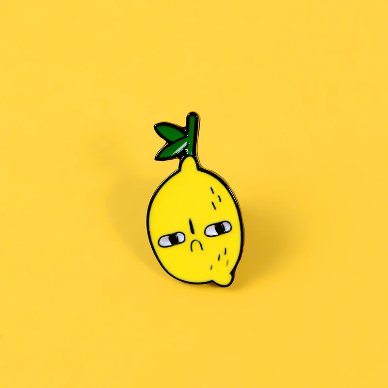 Cartoon lemon metal Brooch creative fruit shape pin decoration student clothes bag decoration gifts to friends