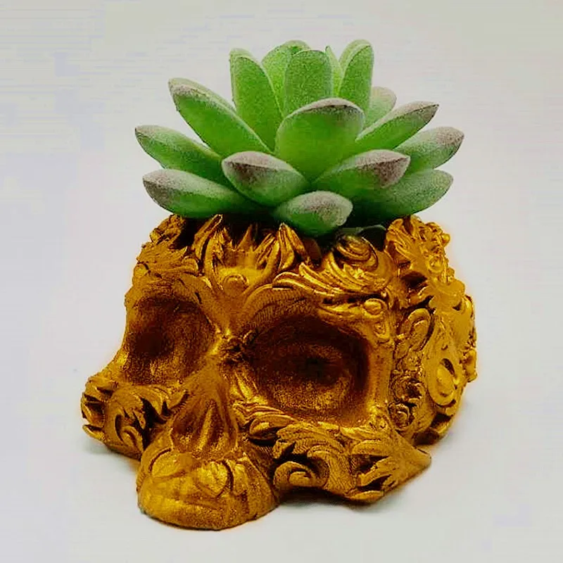 

Silicone mold exquisite pattern skull flower pot diy making resin concrete vase interior decoration tool