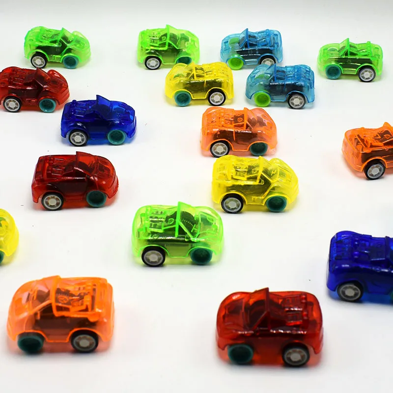 50PCS/lot Roadster Transparent mini candy color pull back car children's costume capsule toy Funny toys for boy