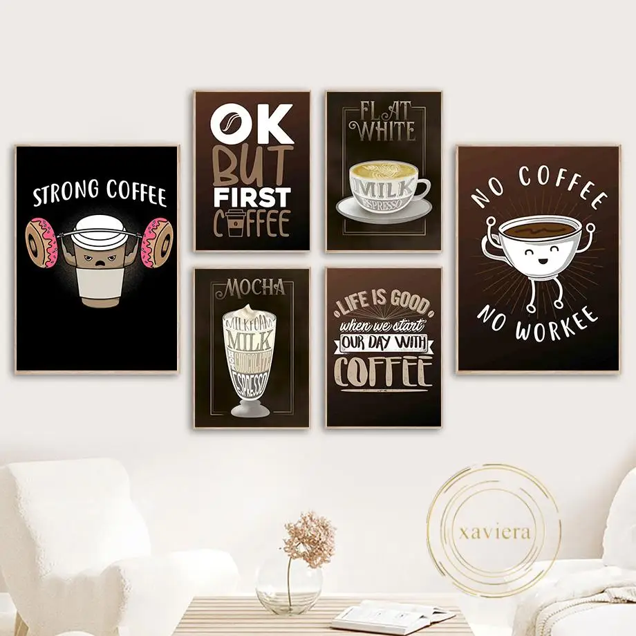 Mocha Coffee Milkshake Donut Retro Posters and Prints Nordic Wall Art Canvas Painting Modern Home Decor Kitchen Cafe Restaurant