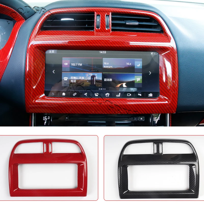 ABS Carbon Fiber Printed Car Navigation Panel Moulding Trim Cover For Jaguar F-PACE 2016-2020