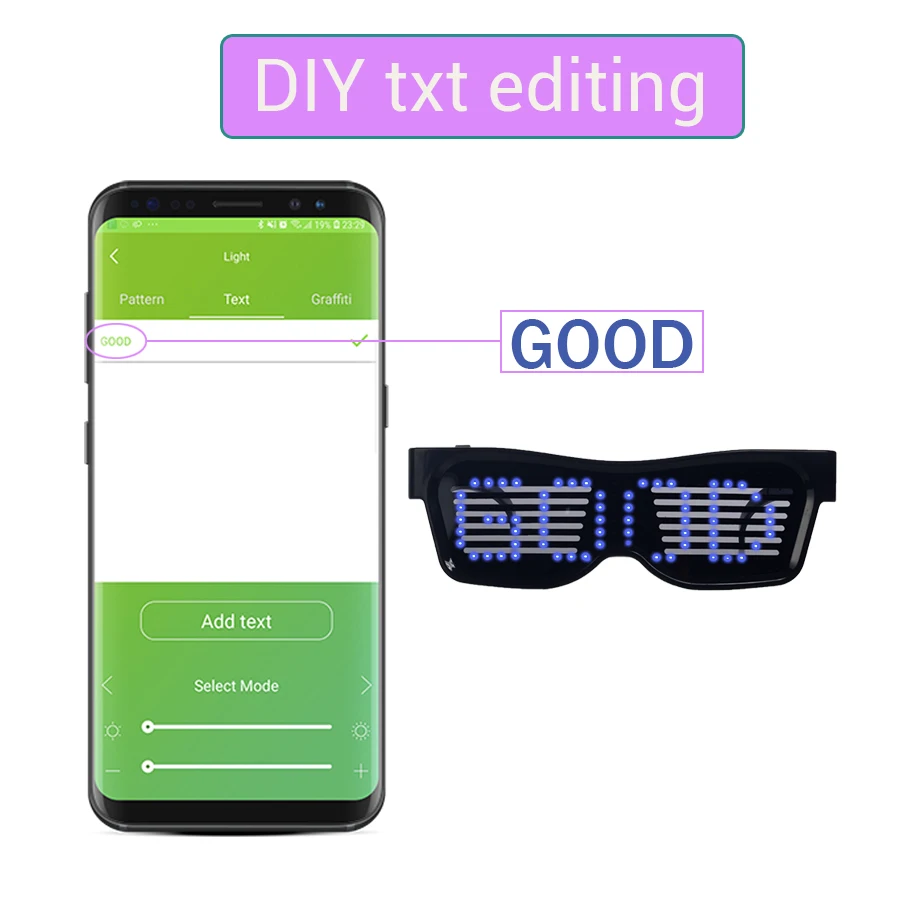 Magic Bluetooth LED Party Glasses APP Control Luminous Glasses EMD DJ Electric Syllables Glow Party Supplies Drop Shipping view 2
