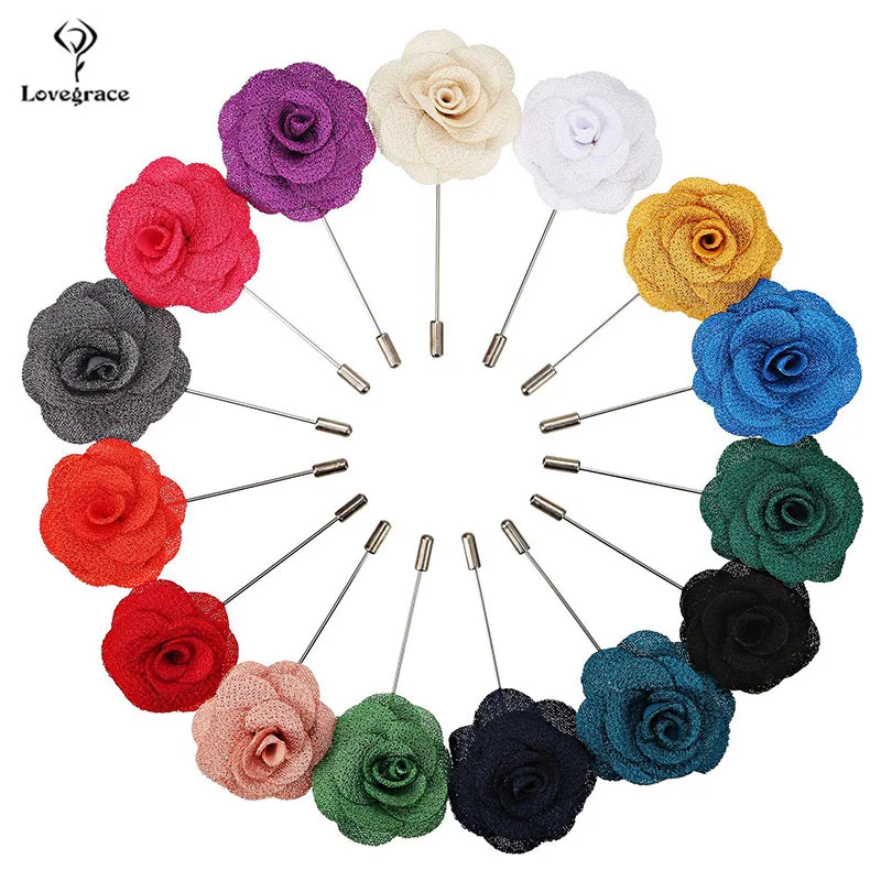 18 Màu Cưới Lụa Boutonniere Chú Rể Thổ Cẩm Buttonholes, Dự Nhất Người Pin Xòe Hoa Promise Trang Trí Phụ Kiện