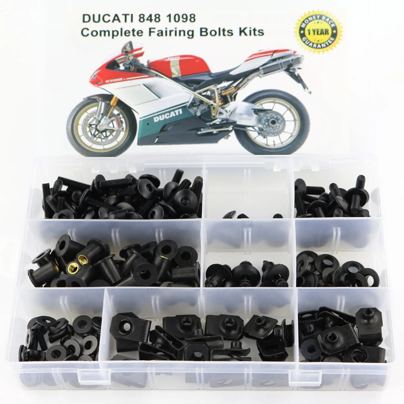 

Fit For Ducati 848 1098 Motorcycle Accessories Complete Full Fairing Bolts Kit Clips Bodywork Screw Nuts Screws Fastener Steel