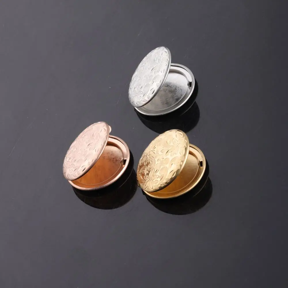 1PC Round Shape Photo Picture Locket Necklace Vintage Three-dimensional Carving Secret Message Locket Pendant Chain Jewelry Gift