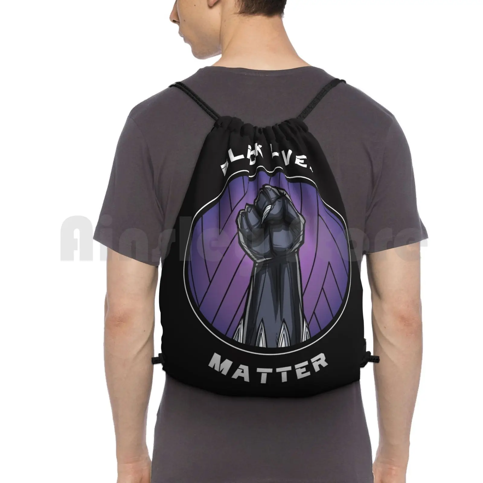 

Black Lives Matter-Panther Backpack Drawstring Bags Gym Bag Waterproof Panther Comics Hero Superhero Wakanda Black Lives