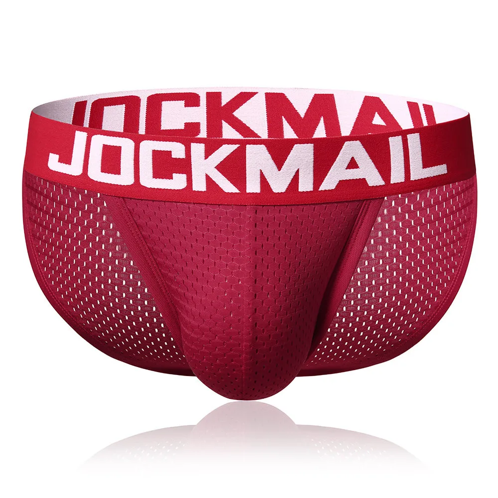 JOCKMAIL Sexy Underwear Men Bikini Briefs Breathable Mesh Calzoncillos Hombre Slip Tangas Gay Penis Pouch Jockstrap Underpants