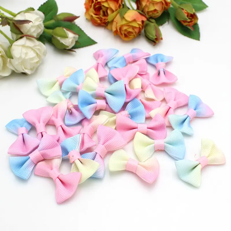 30Pcs 25*35cm Mini Satin Ribbon Bowknot Crafts Supplies Applique DIY Wedding Bow Tie Craft Scrapbooking Decoration