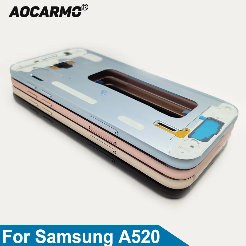 Aocarmo Per Samsung Galaxy A5 2017 A520 A520F SM-A520F Medio Telaio Anteriore Bezel Cornice Custodia Medio telaio Con Adesivo