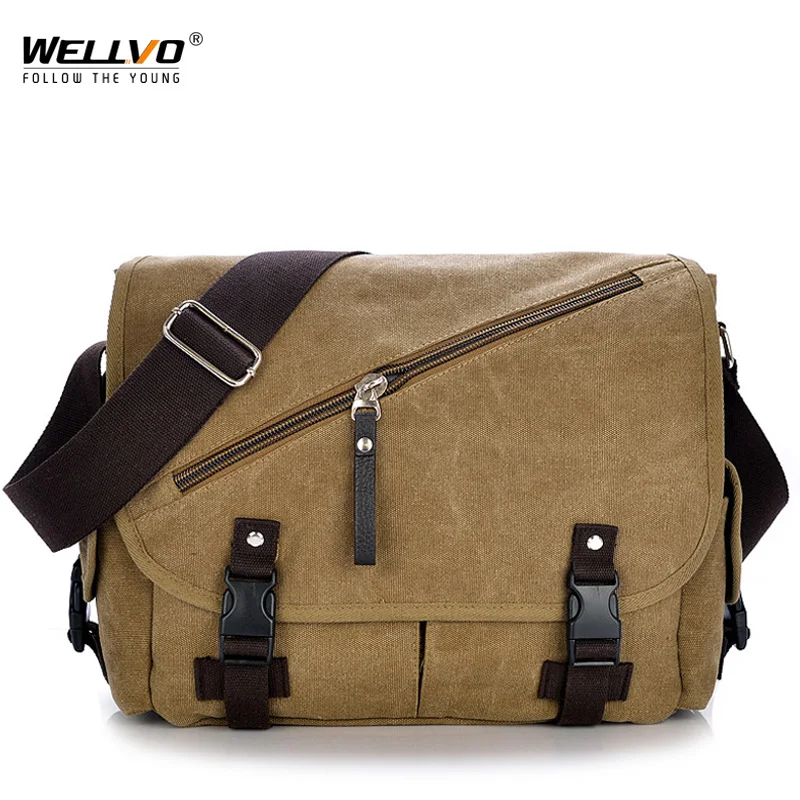 Retro Men Handbag Canvas Multifunction Bag Vintage Satchels Messenger Ipad Tote Handbags Business Male Shoulder Bags XA533ZC