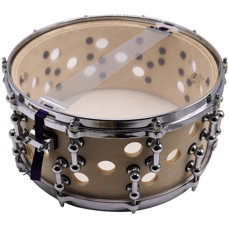 body hole birch wood snare drum 14inch x 6.5inch deep with free 1 pair 5A maple drum stick and 1 piece drum screw spanner