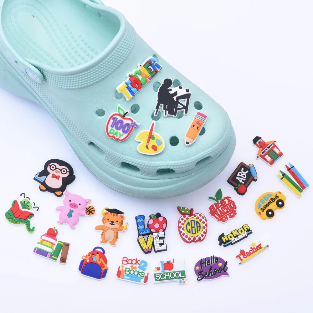 1pcs/lot Cute Cartoon Animals School Teacher Shoe Charms Shoe Decorations Accessories For  Kids Gifts