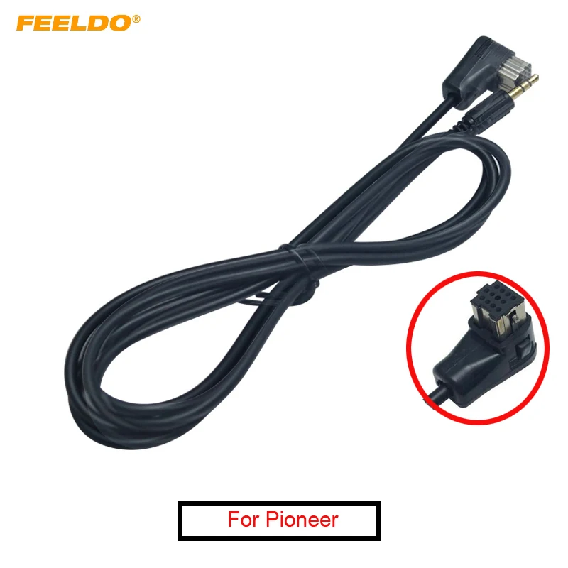 

FEELDO 5Pcs Car Audi Radio 3.5mm AUX-IN Adapter Cable for Pioneer Headunit IP-BUS MP3 12-Pin Port AUX Wire#5999