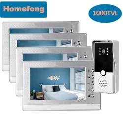 Homefong 7 Inch Có Dây Video Liên Lạc Nội Bộ Nhà Hệ Thống Chuông Cửa Camera Chuông Cửa Mở Khóa Ngày Đêm 2/3/4 Màn Hình nhiều