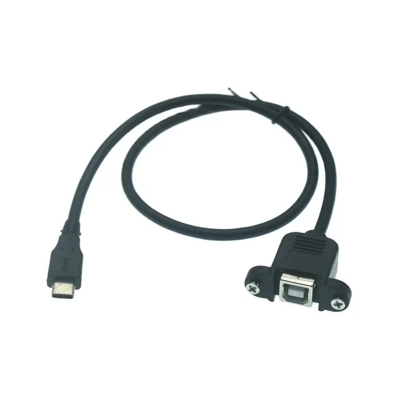USB C To USB B Printer Cable Type-C Male To USB B Female Extension Panel Mount Cable with Screws Holes for PC Laptop Printer