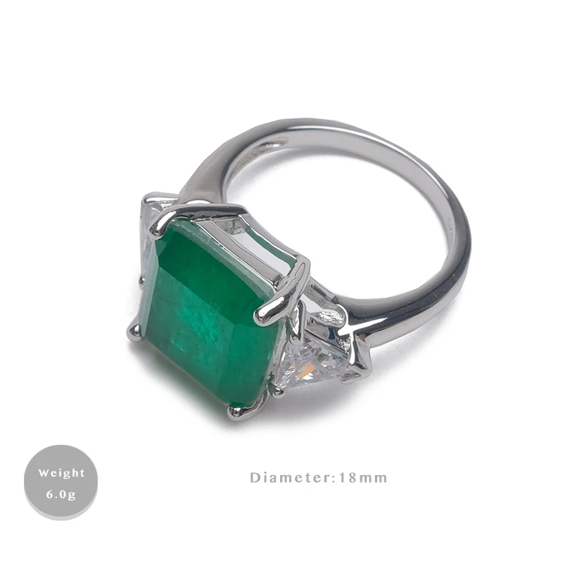 Green Square Zircon Shiny Ring