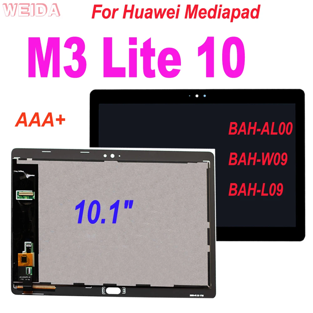 

AAA + 10,1-дюймовый ЖК-дисплей для Huawei Mediapad M3 Lite 10 BAH-AL00 BAH-W09 BAH-L09, замена преобразователя сенсорного экрана в сборе