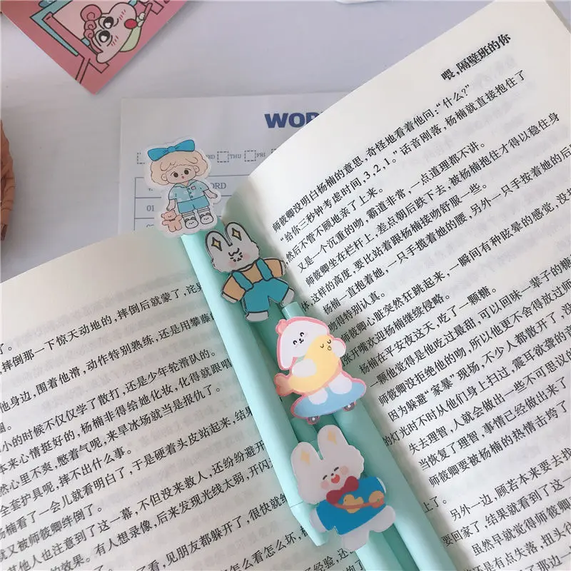 7Pcs acrylic Cartoon sky blue Gel Pen Signature Pen Escolar Papelaria School Office Supply Promotional Gift