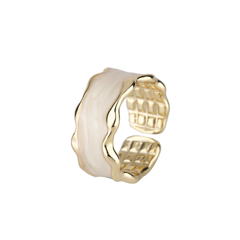 FOXANRY Silver Color Wide Rings for Women Trendy Elegant Vintage Simple Wave Texture Design Party Jewelry Birthday Gifts