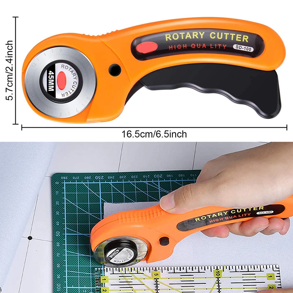 19pcs/set 45mm Rotary Cutter Kit & Cutting Mat & Patchwork Ruler & Sewing Clips for Cloths Fabric Leather DIY Sewing Craft