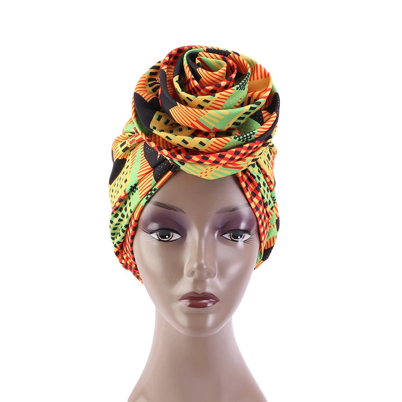 2025 New Fashion Bonnet Women African Floral Print Ankara Bonnet Hat Ladies Turban Big Flower Cap Head Scarf Beanies Wrap Indian