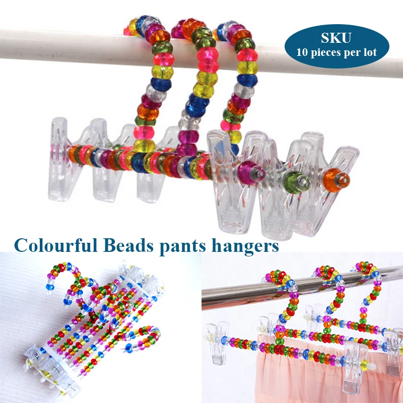 10 Pack Original Factory Sale Household Sotrage Colorful Plastic Beads Hangers Women Garment Store Lady Clothes Hanger