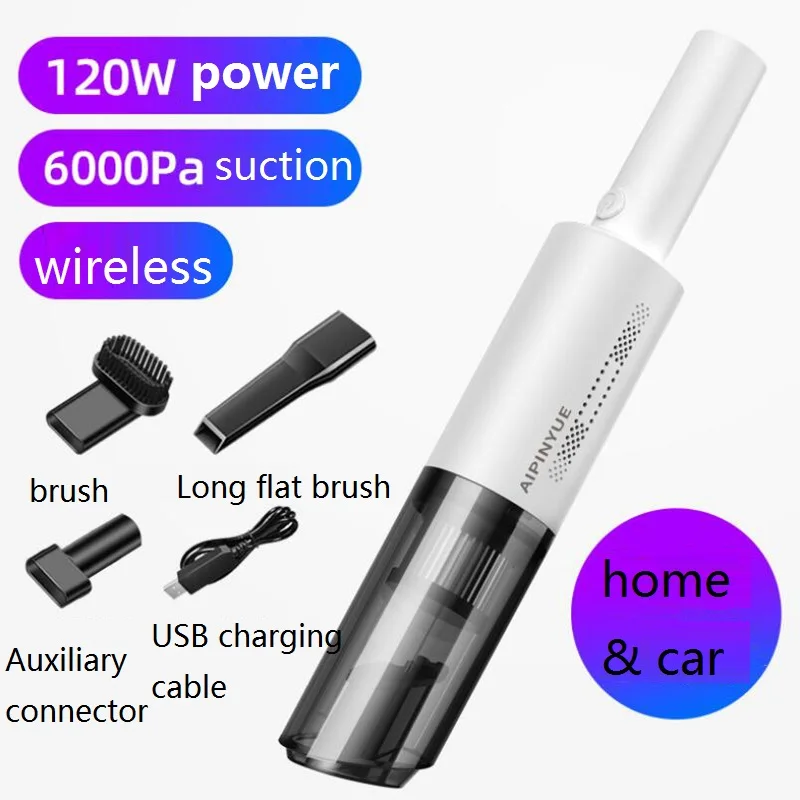 مكنسة كهربائية للسيارة مكنسة كهربائية أوتوماتيكية محمولة باليد مع شفط قوي 6000 باسكال للمنزل والسيارة والمكتب