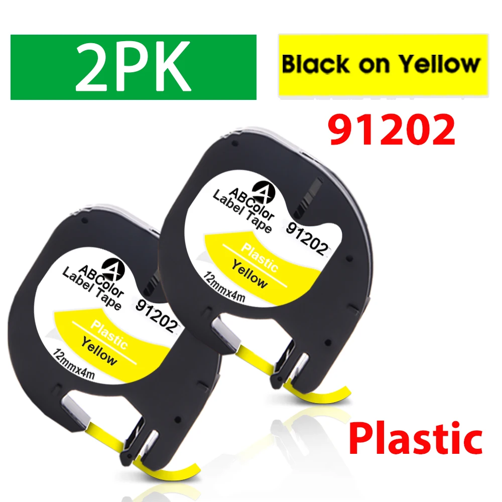 2PK 91201 91202 Tape Compatible for Dymo LetraTag LT100H Label Maker For 12mm Dymo 91201 12267 91202 91203 91204 Printer Ribbon