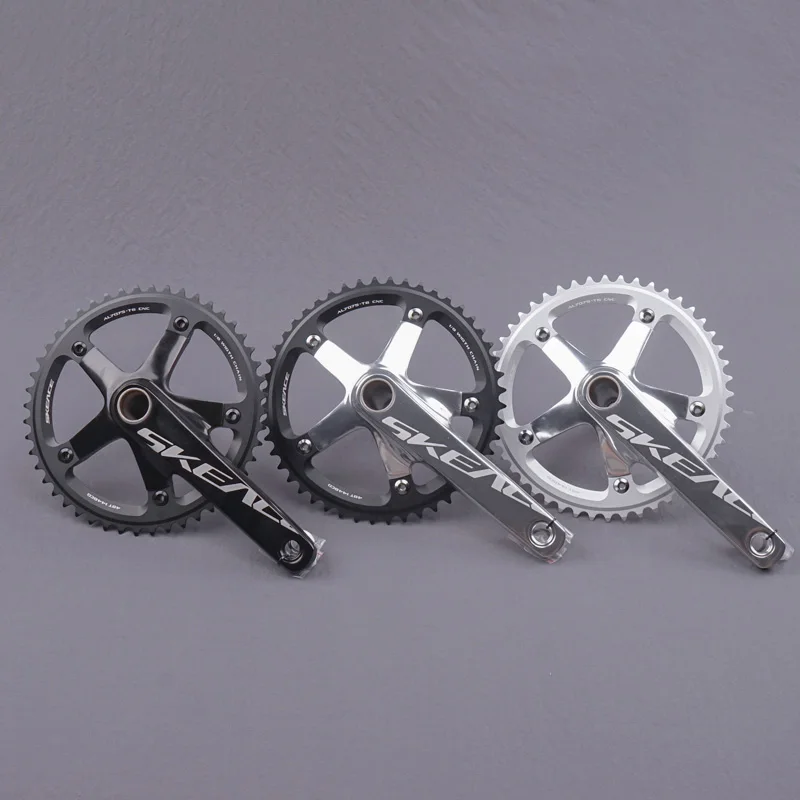 SKEACE Crankset Alumniun Alloy 48T Chainwheel Crank Length 165mm BCD 144mm Single Speed Including BB Fixed Gear Bike Parts