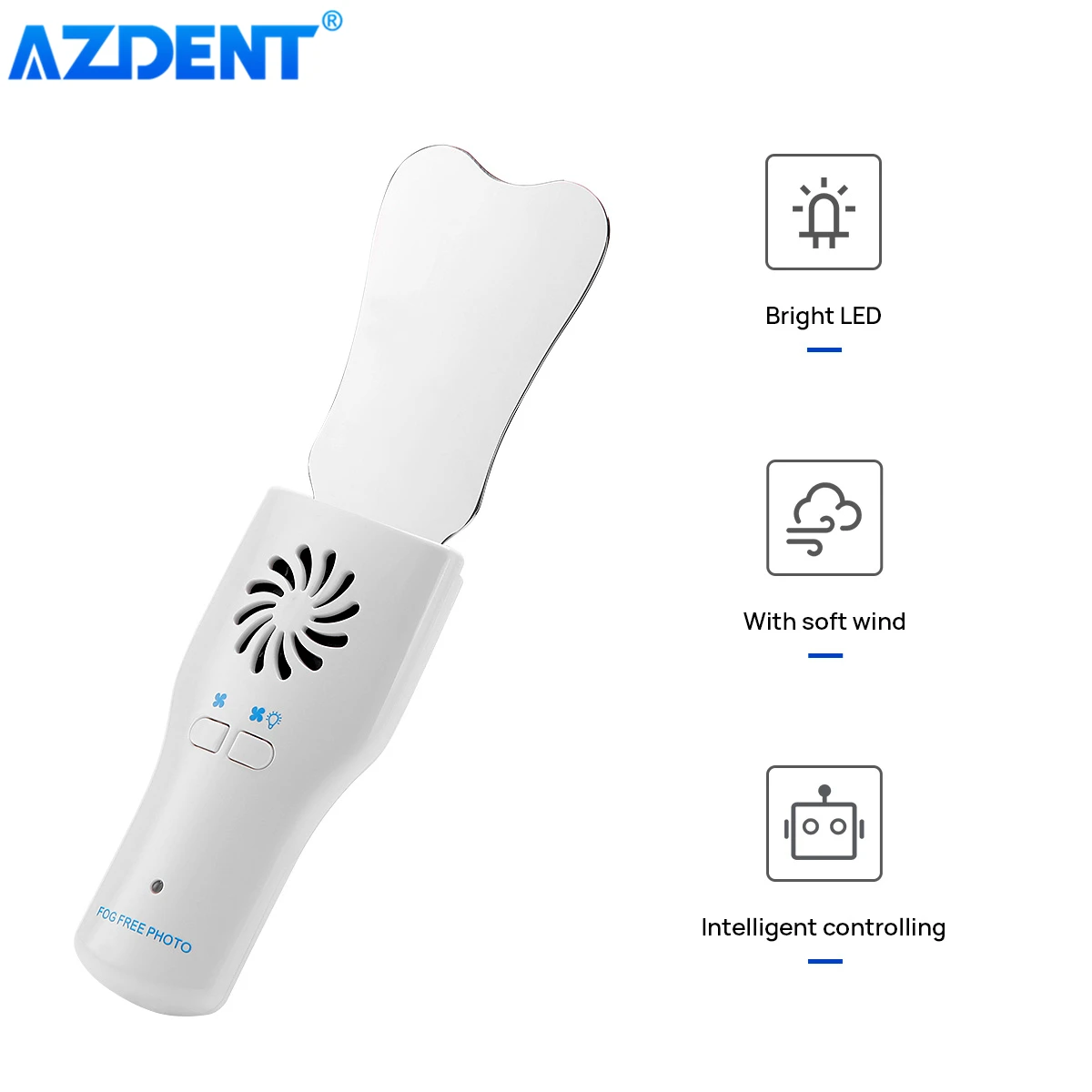 AZDENT Dental LED Lights Automatic Defogging Mirror Anti-fog Mirrors Oral Photography Reflector Defog Orthodontic Dentistry Tool