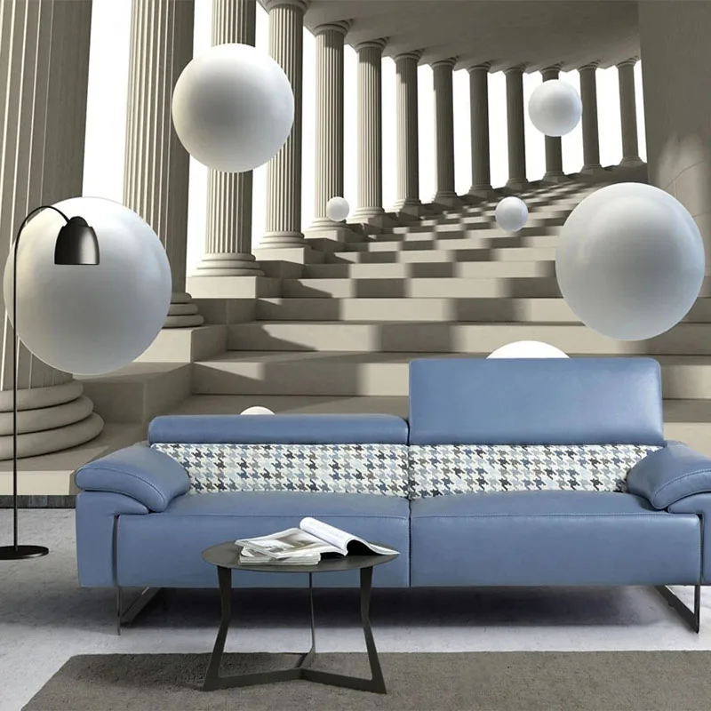 

Custom Mural Wallpaper Modern 3D Roman Column Abstract Space Sphere Fresco Living Room TV Sofa Background Wall Papel De Parede