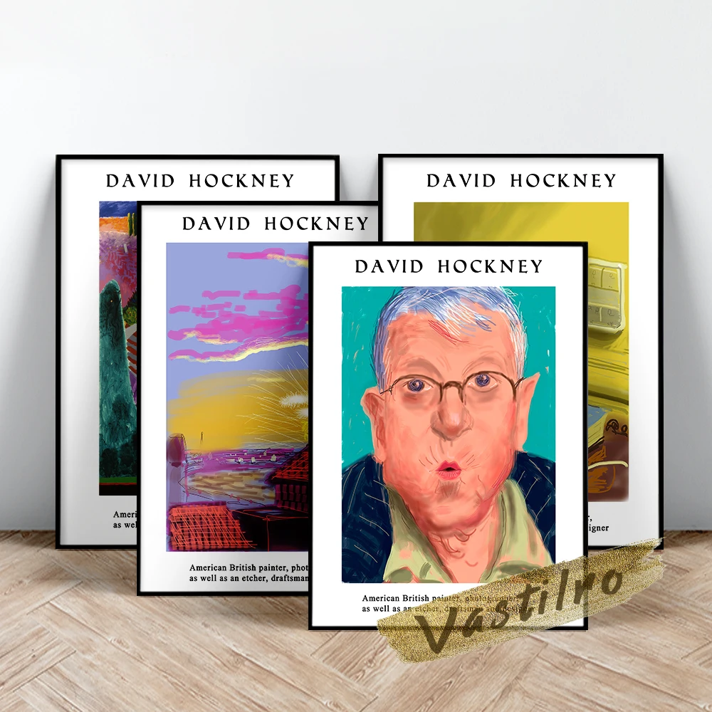 David Hockney Figure Sketch Scenery Art Prints Canvas Painting Retro Poster, Exhibition Museum Wall Picture Modern Home Decor