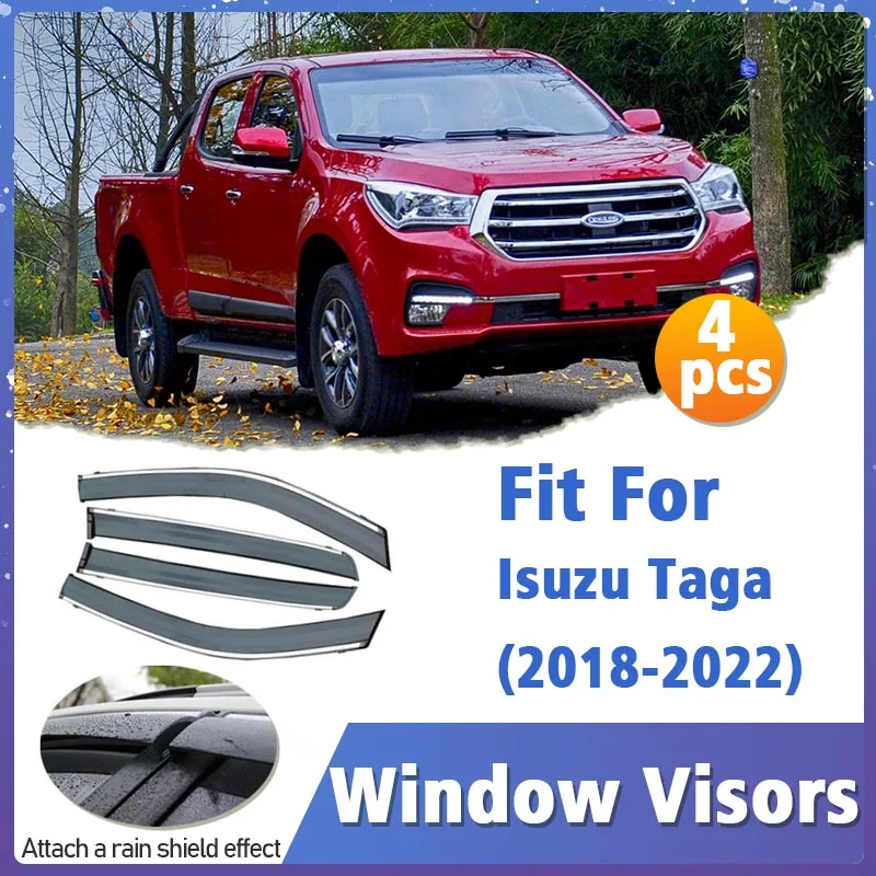 

Оконный козырек для Isuzu Taga 2018-2022, 4 шт., Вентиляционная крышка, отделка, навесы, защита от солнца, дождя, дефлектор, автоаксессуары