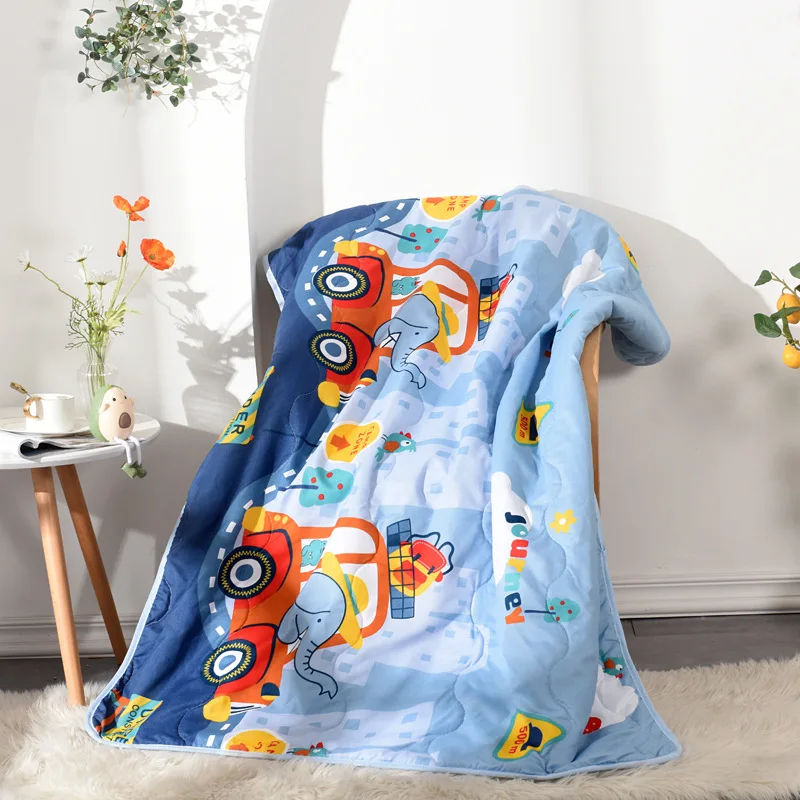 Cartoon Children Summer Students Kindergarten Air Conditioner Quilted Soft Breathable Thin Bed Sheet Household Textiles