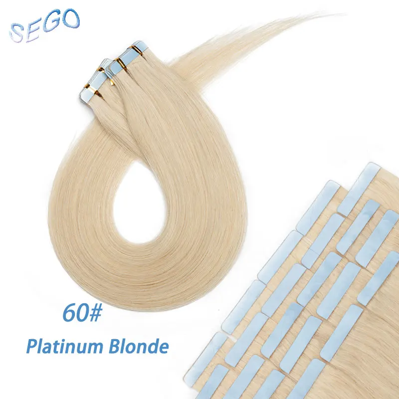 SEGO 2,5 g/Stück, gerade Tape-In-Haarverlängerungen, Echthaar, Skin Weft Tape Hair, nahtlos, unsichtbar, doppelseitiges Klebeband, 20 Stück – Detail 15