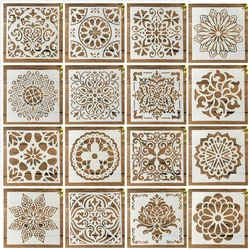 16Pcs/Lot 15*15cm Mandala Window Flower DIY Layering Stencils Painting Scrapbook Coloring Embossing Album Decorative Template