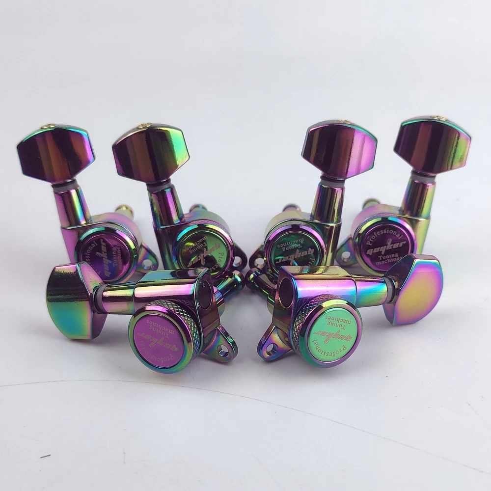 Guyker Guitar Locking Tuners -1:18 Lock String Tuning Key Pegs Machine Head Replacement for ST TL SG LP-Chameleon Rainbow