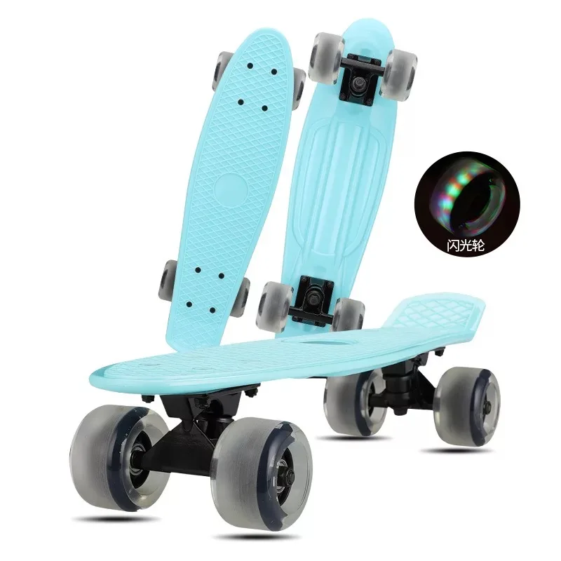 Penny Board Mini Cruiser Skate Board, Jelly Flash Wheel, Complete Ready to Ride Fashion, Colorful Banana Fish Board, 22 Inch