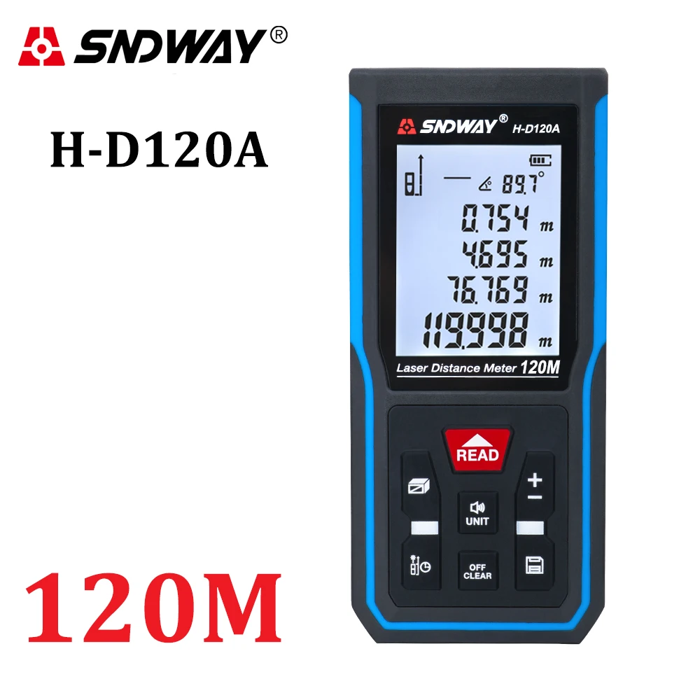 SNDWAY Laser Rangefinder 120m 100m 70m 50m Laser Distance Meter Electronic Roulette Digital Rang Finder Trena Tape Lazer Measure